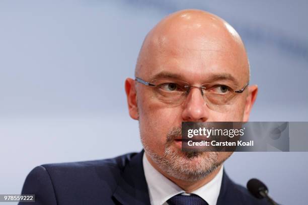 Secretary of State and President of COP24 Poland, Michal Kurtyka attends a press conference together with German Minister of the Environment Svenja...