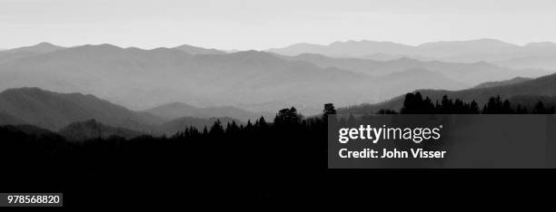 silhouette of great smoky mountains in fog, usa - newfound gap 個照片及圖片檔