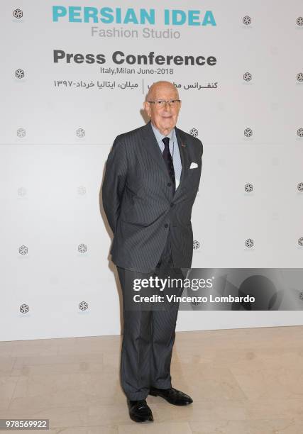 Mario Boselli attends the Persian Idea press conference on June 19, 2018 in Milan, Italy.