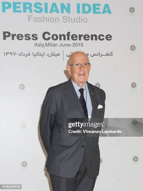 Mario Boselli attends the Persian Idea press conference on June 19, 2018 in Milan, Italy.