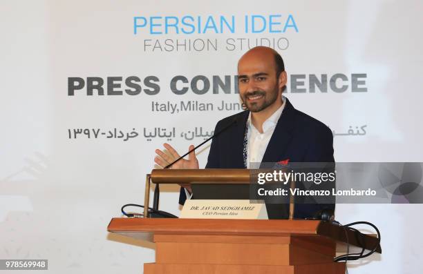 Javad Sedghamiz attends the Persian Idea press conference on June 19, 2018 in Milan, Italy.