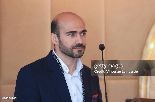 Javad Sedghamiz attends the Persian Idea press conference on June 19, 2018 in Milan, Italy.