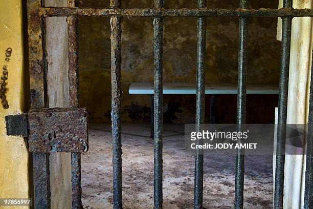 Picture taken on February 13 shows the cell of Jewish French army captain Alfred Dreyfus on Devil's Island in the Caribbean Sea off French Guiana,...