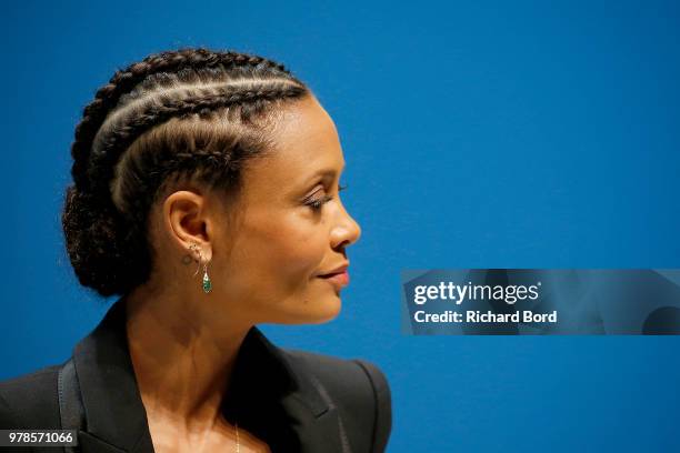 Thandie Newton onstage during the HP and Omnicom Group session at the Cannes Lions Festival 2018 on June 19, 2018 in Cannes, France.