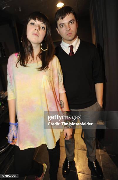 Alexis Krauss and Derek E. Miller of Sleigh Bells pose at the NPR Day Party at The Parish as part of SXSW 2010 on March 18, 2010 in Austin, Texas.