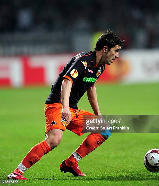 David Villa of Valencia during the UEFA Europa League round of 16 second leg match between SV Werder Bremen and Valencia at Weser Stadium on March...