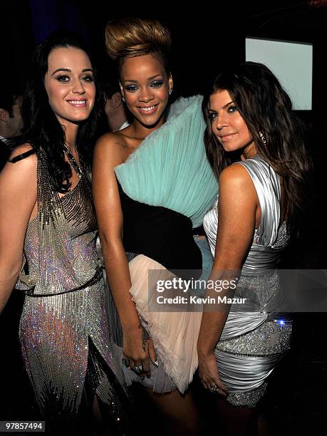 Katy Perry, Rihanna and Fergie at the 52nd Annual GRAMMY Awards - Salute To Icons Honoring Doug Morris held at The Beverly Hilton Hotel on January...