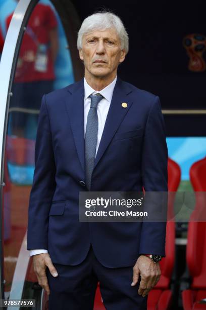 Jose Pekerman, Head coach of Colombia looks on during the 2018 FIFA World Cup Russia group H match between Colombia and Japan at Mordovia Arena on...