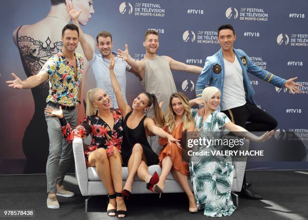 Katrina Patchett, Denista Ikonomova, Emmanuelle Berne and Jade Geropp, Second row : Christian Millette, Guillaume Foucault, Yann Alrick Mortreuil,...