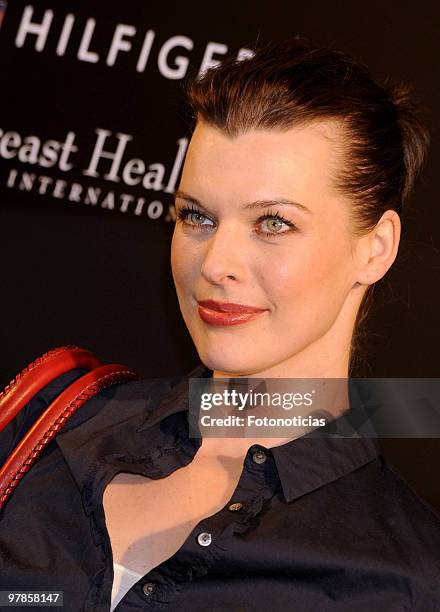 Actress Milla Jovovich presents Tommy Hilfiger Limited Edition bag at El Corte Ingles on March 18, 2010 in Madrid, Spain.