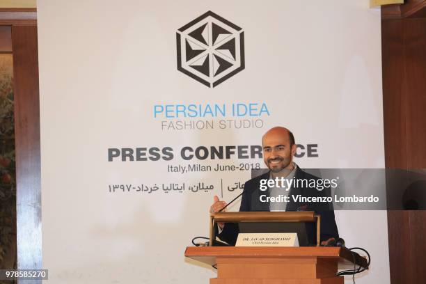 Javad Sedghamiz attends the Persian Idea press conference on June 19, 2018 in Milan, Italy.