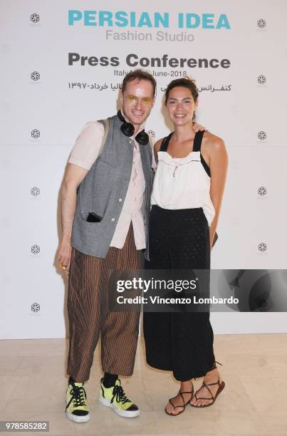 Maurice Dotta and guest attend the Persian Idea press conference on June 19, 2018 in Milan, Italy.