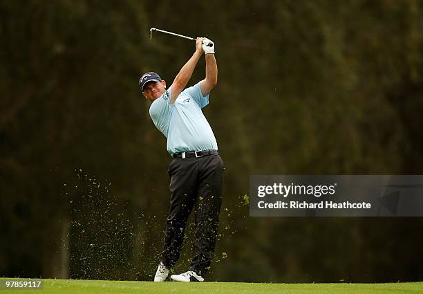 David Drysdale of Scotland plays into the 9th green during the second round of the Hassan II Golf Trophy at Royal Golf Dar Es Salam on March 19, 2010...