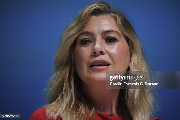 Ellen Pompeo speaks onstage during the Edelman session at the Cannes Lions Festival 2018 on June 19, 2018 in Cannes, France.