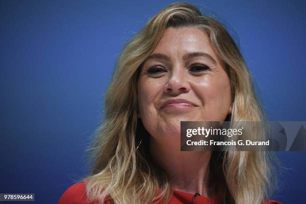 Ellen Pompeo speaks onstage during the Edelman session at the Cannes Lions Festival 2018 on June 19, 2018 in Cannes, France.