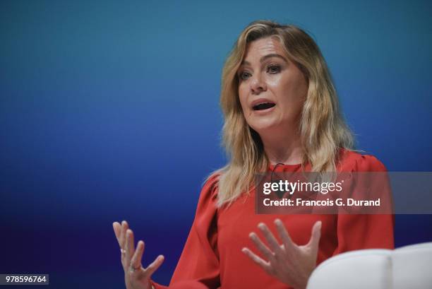 Ellen Pompeo speaks onstage during the Edelman session at the Cannes Lions Festival 2018 on June 19, 2018 in Cannes, France.