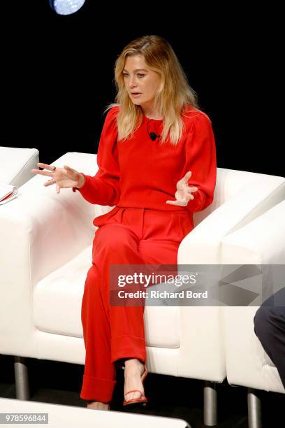 Ellen Pompeo speaks onstage during the Edelman session at the Cannes Lions Festival 2018 on June 19, 2018 in Cannes, France.