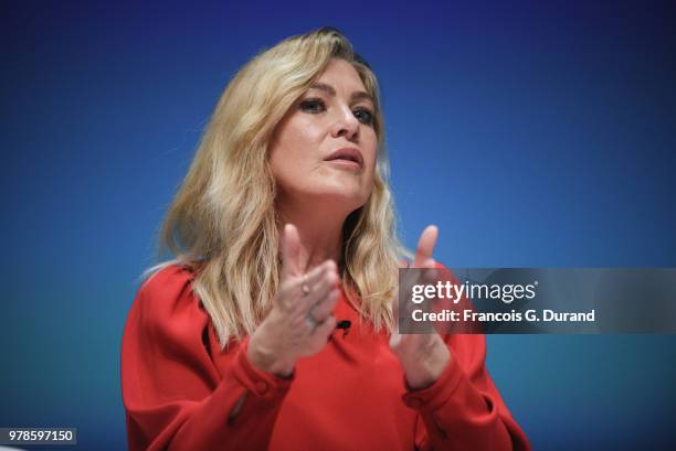 Ellen Pompeo speaks onstage during the Edelman session at the Cannes Lions Festival 2018 on June 19, 2018 in Cannes, France.