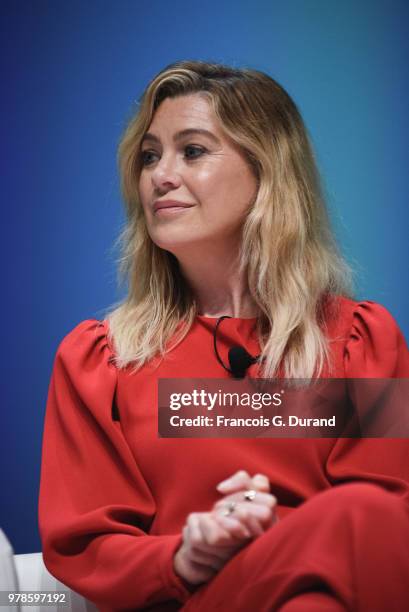 Ellen Pompeo speaks onstage during the Edelman session at the Cannes Lions Festival 2018 on June 19, 2018 in Cannes, France.