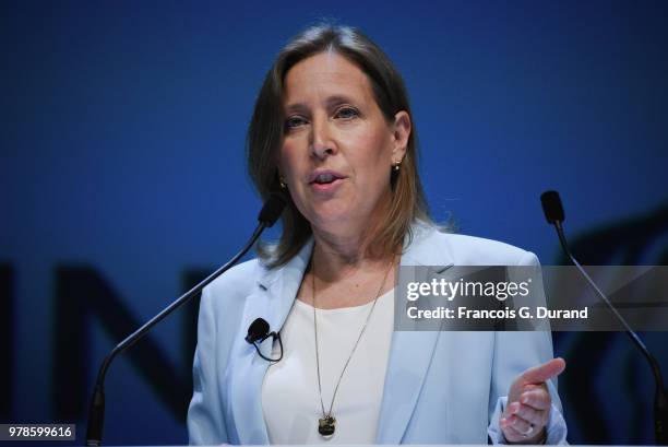 Youtube Susan Wojcicki speaks during the 'What Matters Next' session during the Cannes Lions Festival 2018 on June 19, 2018 in Cannes, France.