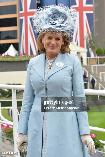 Emma Manners, Duchess of Rutland attends day 1 of Royal Ascot at Ascot Racecourse on June 19, 2018 in Ascot, England.