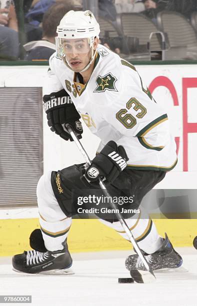 Mike Ribeiro of the Dallas Stars skates against the Philadelphia Flyers on March 18, 2010 at the American Airlines Center in Dallas, Texas.