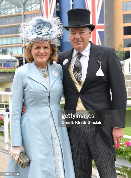 Emma Manners, Duchess of Rutland and Philip Burtt attend day 1 of Royal Ascot at Ascot Racecourse on June 19, 2018 in Ascot, England.