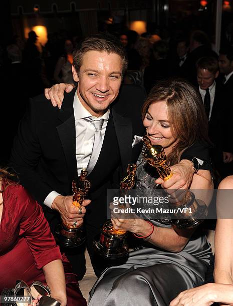 Jeremy Renner and Kathryn Bigelow attends the 2010 Vanity Fair Oscar Party hosted by Graydon Carter at the Sunset Tower Hotel on March 7, 2010 in...