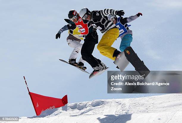 Alex Pullin of Australia takes 2nd place during the LG Snowboard FIS World Cup Men's Snowboardercross on March 19, 2010 in La Molina, Spain.