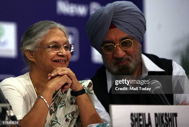 Delhi CM Sheila Dixit, with Harpal Singh, Chairman, CII Northern Region during the 1st Delhi Tourism Conclave, Unleashing the Potential of Delhi, in...