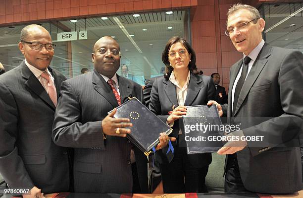 Secretary General of the ACP Group Mohamed Ibn Chambas Gabonese Minister-Delegate Paul Bunduku-Latha , Spanish State Secretary for Cooperation Soraya...