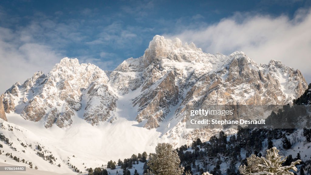 Mountain range in winter, Meribel, France