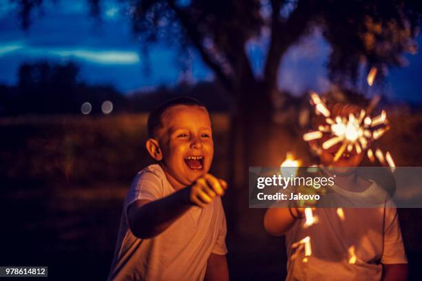 firework sparkles in the night - sparklers stock pictures, royalty-free photos & images