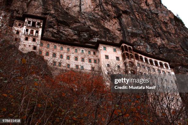 low angle view of sumela monastery, trabzon, turkey - trabzon 個照片及圖片檔