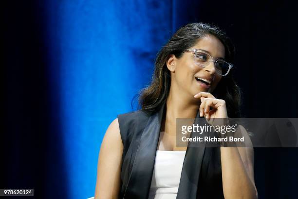 Lilly Singh speaks onstage during the WWE session at the Cannes Lions Festival 2018 on June 19, 2018 in Cannes, France.