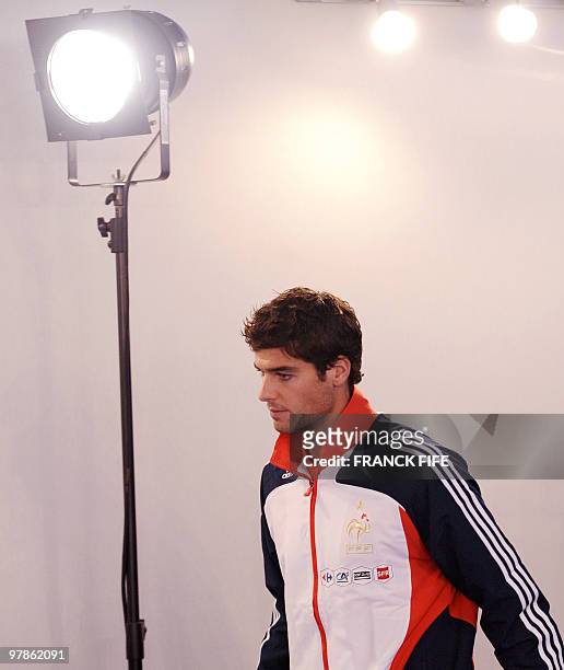 France's national football team midfielder Yoann Gourcuff arrives for a press conference, on September 6, 2009 in Clairefontaine, southern Paris, one...