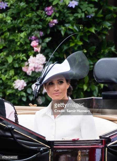 Meghan, Duchess of Sussex attends Royal Ascot Day 1 at Ascot Racecourse on June 19, 2018 in Ascot, United Kingdom.