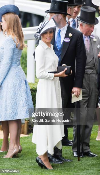 Meghan, Duchess of Sussex and Prince Harry, Duke of Sussex attend Royal Ascot Day 1 at Ascot Racecourse on June 19, 2018 in Ascot, United Kingdom.