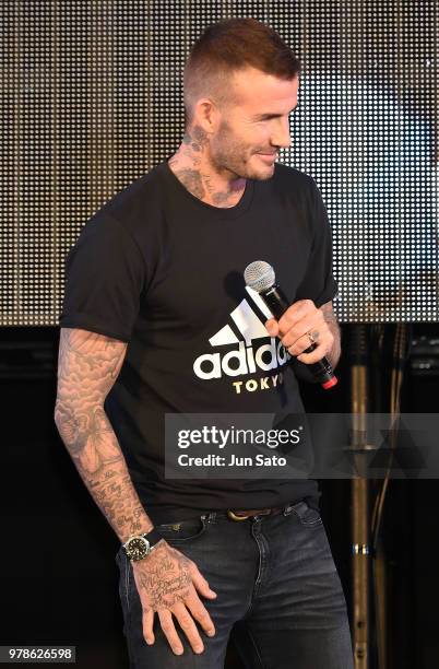 David Beckham attends the public viewing event for Colombia vs Japan match of the 2018 FIFA World Cup Russia on June 19, 2018 in Tokyo, Japan.