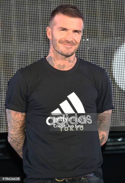 David Beckham attends the public viewing event for Colombia vs Japan match of the 2018 FIFA World Cup Russia on June 19, 2018 in Tokyo, Japan.