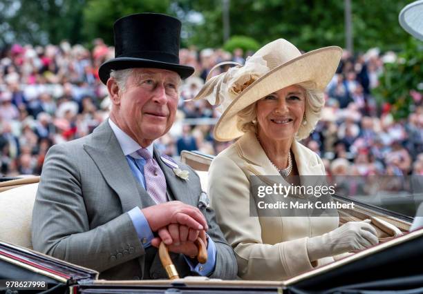 Prince Charles, Prince of Wales and Camilla, Duchess of Cornwall attend Royal Ascot Day 1 at Ascot Racecourse on June 19, 2018 in Ascot, United...