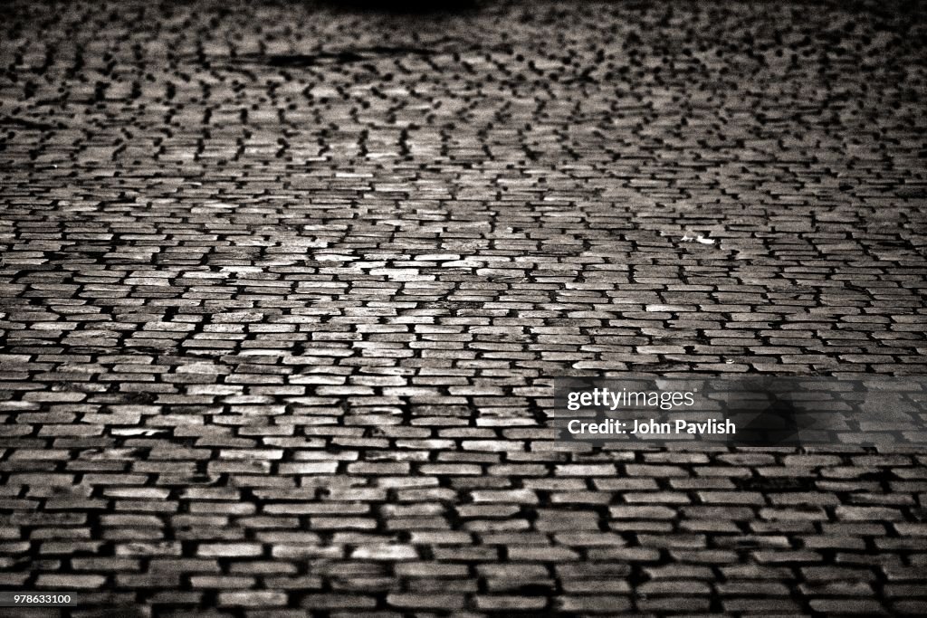 Cobblestone street, Rome, Italy