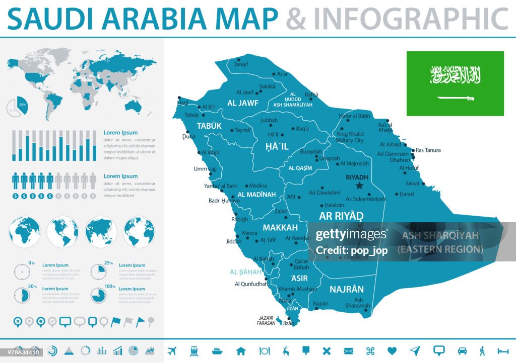 Map of Saudi Arabia - Infographic Vector