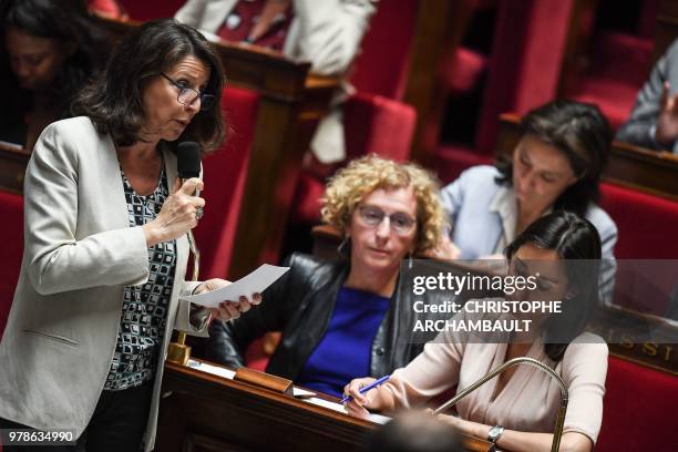 French Minister for Solidarity and Health Agnes Buzyn answers a question as French Labour Minister Muriel Penicaud and French Minister attached to...