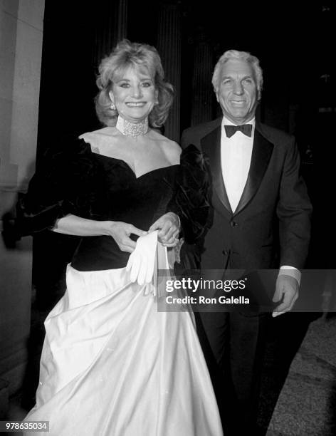 Barbara Walters and Merv Adelson attend 15th Annual Diana Vreeland Costume Exhibit on December 8, 1986 at the Metropolitan Museum of Art in New York...