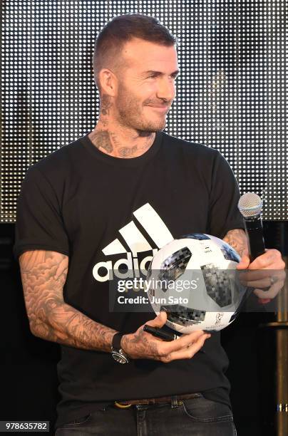 David Beckham attends the public viewing event for Colombia vs Japan match of the 2018 FIFA World Cup Russia on June 19, 2018 in Tokyo, Japan.