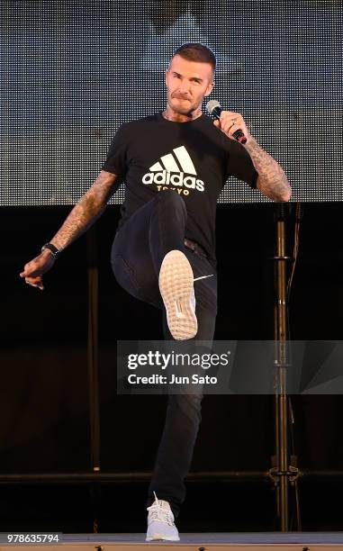 David Beckham attends the public viewing event for Colombia vs Japan match of the 2018 FIFA World Cup Russia on June 19, 2018 in Tokyo, Japan.