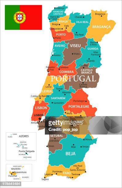 map of portugal - vector - braga portugal stock illustrations