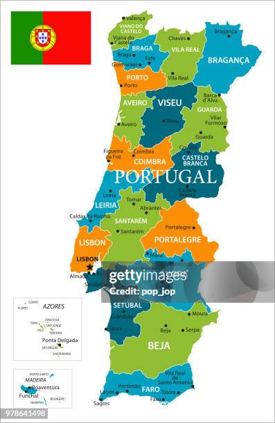 ilustrações de stock, clip art, desenhos animados e ícones de map of portugal - vector - mapa portugal