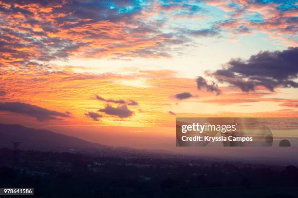 dramatic sunset at mountains of costa rica - cartago province stock pictures, royalty-free photos & images